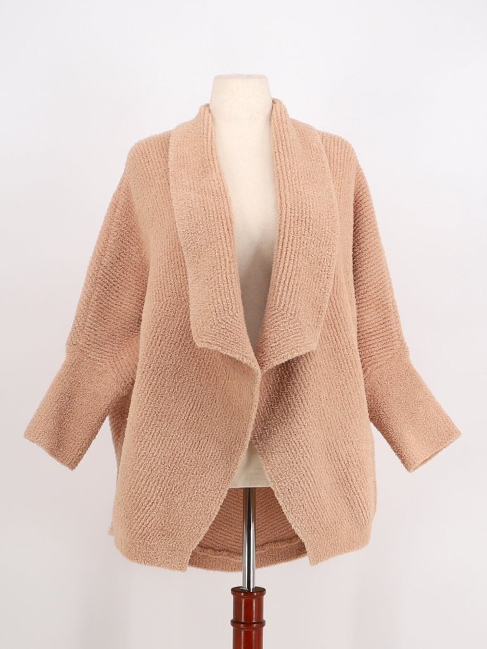 BAREFOOT DREAMS Cozychic Chevron Ribbed Cardigan in Misty Rose Size L/XL